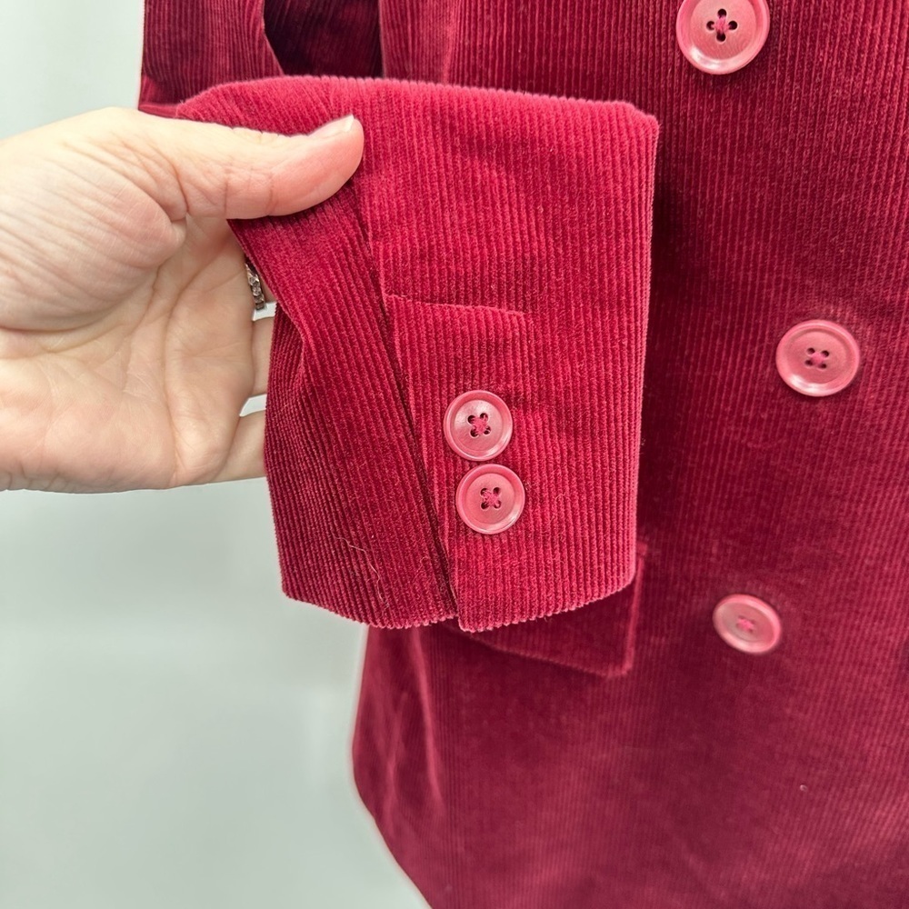 JOIE 2 Markina red corduroy double breast woman modern preppy structured blazer - Picture 6 of 11